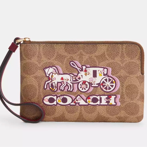 Coach Wristlet In Signature Canvas With Horse And Carriage Print - Picture 2 of 2